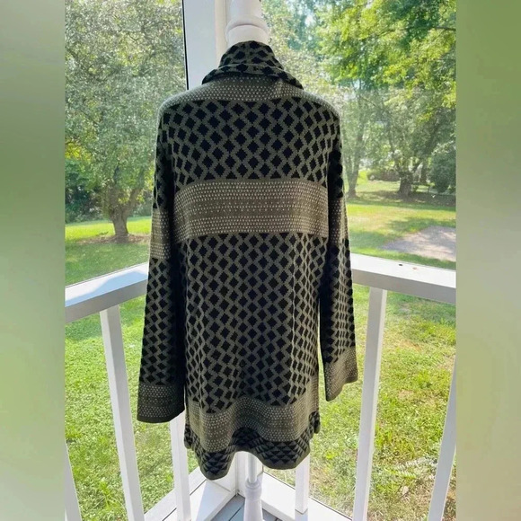 Adam Levine geometric olive green/black cardigan large - Picture 4 of 9